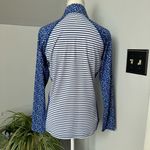 Ralph Lauren RLX UV Protection Wicking Mini Island Daisy PGA Golf 1/4 Zip Medium Blue Photo 1