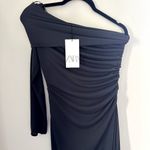 ZARA NEW Draped Asymmetrical Midi Dress in Grey Photo 4