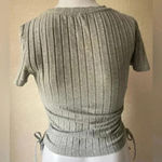 SheIn  | Fitted Gray Ribbed Cinch Tie T-Shirt Top | Small Photo 1