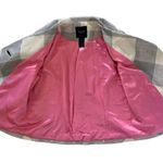 Smythe Light Gray Buffalo Check Cropped Bolero Swing Silk Linen Jacket Size 4 Photo 3