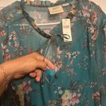 Anthropologie  Teal Floral Long Sleeve Dress Photo 4