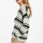 Madewell NWT Women's XS Open-Stitch Johnny Collar Sweater Summit Green Stripe Photo 1