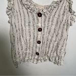 Altar'd State Altar’d State Button Down Tank Top Ruffles White Black Photo 3