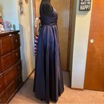 NWOT Pomuyoo navy blue satin spaghetti strap prom dress size 0 lace up back Photo 1