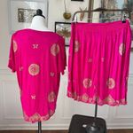 2pc Shorts Top Banarasi Style Fuchsia Gold Foil Boho Beaded Set OSFM L XL Pink Size undefined Photo 1