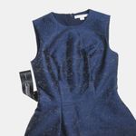 NWT Kay Unger Belinda Midi in Midnight Blue Pleated Jacquard Dress 2 $268 Photo 2