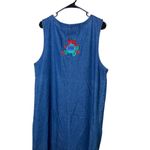 Westbound Vintage Christmas Denim Maxi Dress Button Front Embroidered L Photo 7