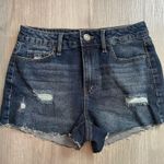 SO NWOT  Juniors Dark Wash Distressed High Rise Shortie Denim Shorts size 9/29 Photo 0