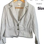 Sandro Paris Women's Jacket 100% Cotton Grey And White Seersucker Size M GUC Photo 0