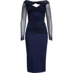 Chiara Boni‎ La Petite Robe Leitha Mesh Cutout Midi Dress Size 8 Blue Photo 3
