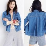 Madewell  Northward Cropped Military Army Denim Jacket in Light Blue Wash Small Photo 1
