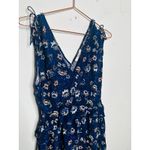 THAKOON Navy Lotus Print Shirred Waist Ruffled Hi Photo 10