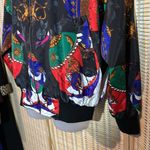 Linda Collection Late 80s Early 90s Black Scarf Print Windbreaker Jacket Large Photo 7