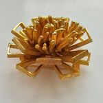 Van S Authentics Gold Tone Textured Metal 3D Space Age Jewelry Pin Brooch Photo 0