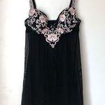 Parisa Vintage Y2K 00s Black Floral Embroidered Sheer Mesh Babydoll 34B Size 34 B Photo 0