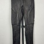 Spanx Metallic Black Faux Leather Moto Edgy Punk Rock Pull On Leggings Size S Photo 0