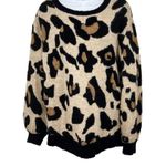 Entro Leopard Cheetah Knit Animal Print Balloon Sleeve Cozy Sweater Top Photo 3