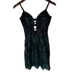 Bebe ‎ Lace Dress Romper "Cooper" Emerald Green Black Photo 7