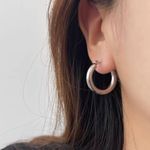 Silver hoops Earrings, Medium Hoop Earrings, Simple Hoops Photo 4