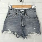 ZARA Washed Grey Black Button Fly Distressed Denim Shorts Size 2 Photo 0