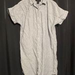 Tahari  Striped Button Down 100% Linen Shorl Sleeve Shirt Dress Size S Photo 0