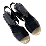 Eileen Fisher EUC  Leather Agnes Espadrille Wedge Sandals Black Size 8 Photo 4