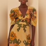 Farm Rio  Cream Delicate Flower Arabesques Premium Linen Midi Dress S Photo 6