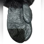 Ladies M Black Leather Mittens Faux Fur Trim Thinsulate Photo 7