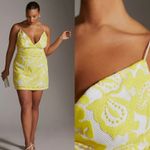 Anthropologie NWT $170  x Maeve Yellow Strappy Lace Mini Side Zip Dress 12 Photo 2
