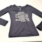 Life is Good Good Vibes by Life Is‎ Good Womens Size XS Blue Long Sleeve Shirt V-Neck Fitted Photo 0