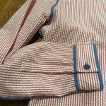 Proenza Schouler  Red white blue seersucker textured button down shirt blouse 2 Photo 4