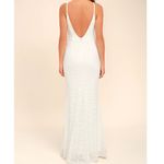 Lulus  NWT White Full Lace Lined Halter Open V-Neck Back Wedding Maxi Dress XS Photo 6