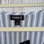 Torrid Light Blue and White Striped Blouse Photo 2