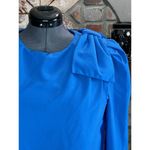 Dress sheath big bow puff sleeves blue long sleeve Size 14 Photo 2