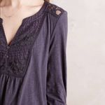 Anthropologie  Meadow Rue Anona Lace Bib Tee Top Womens Size‎ XS Pullover Navy Photo 1