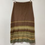 Isabella Bird Y2K Women Medium Knit Cotton Linen MIDI Skirt Fair Aisle Bohemian Brown Photo 0