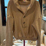 FP Beach Free People Beach Cozy Tan Button-Up Sweater XS Photo 0