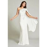 Tadashi Shoji  Columba‎ One Shoulder Gown Sequins Leaf Detail Formal Wear Size 10 Photo 7