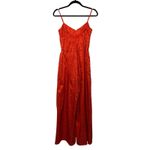 Saylor Red Orange Jacquard Jumpsuit Spaghetti Strap Wide Leg XS Formal Wedding Photo 8