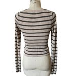 NAADAM Silk & Cashmere Knit Tan Striped Long Sleeve Cropped Top Size Medium Photo 2