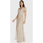 Adrianna Papell  Maxi Dress Womens 14 Beaded Tulle Short Sleeve Formal Event NWT Photo 1