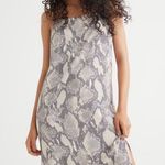 H&M Flowy Snakeskin Print Boxy MIDI Dress SpaghettiStraps Gray Beige White Med Photo 0