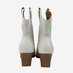 Soda NEW  White Stitched Faux Leather Pointed Toe Western Cowboy Ankle Boots Sz 8 Photo 2