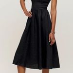 Reformation  Tagliatelle Linen Dress Black midi dress NEW Photo 4