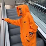 Hoodie orange womens streetwear hip hop fashion print Size M Photo 4