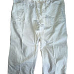 French Cuff White Cotton Capri Cropped Pants with Tie Belt Size 12 Photo 0