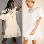 Anthropologie  High Neck Lace Tunic Mini Dress Medium White Lace Ethereal Dainty Photo 1