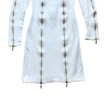 Bebe 🔃 White Long Sleeve Zipper Accent Mini Sweater Dress Photo 3