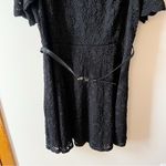 Charter Club  Black Lace Short Sleeve Dress Adjustable Belt Size 1X Knee Length Photo 2