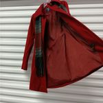 London Fog Women's Peacoat Size Small Red Wool Blend Winter Coat Fringe Scarf Photo 4